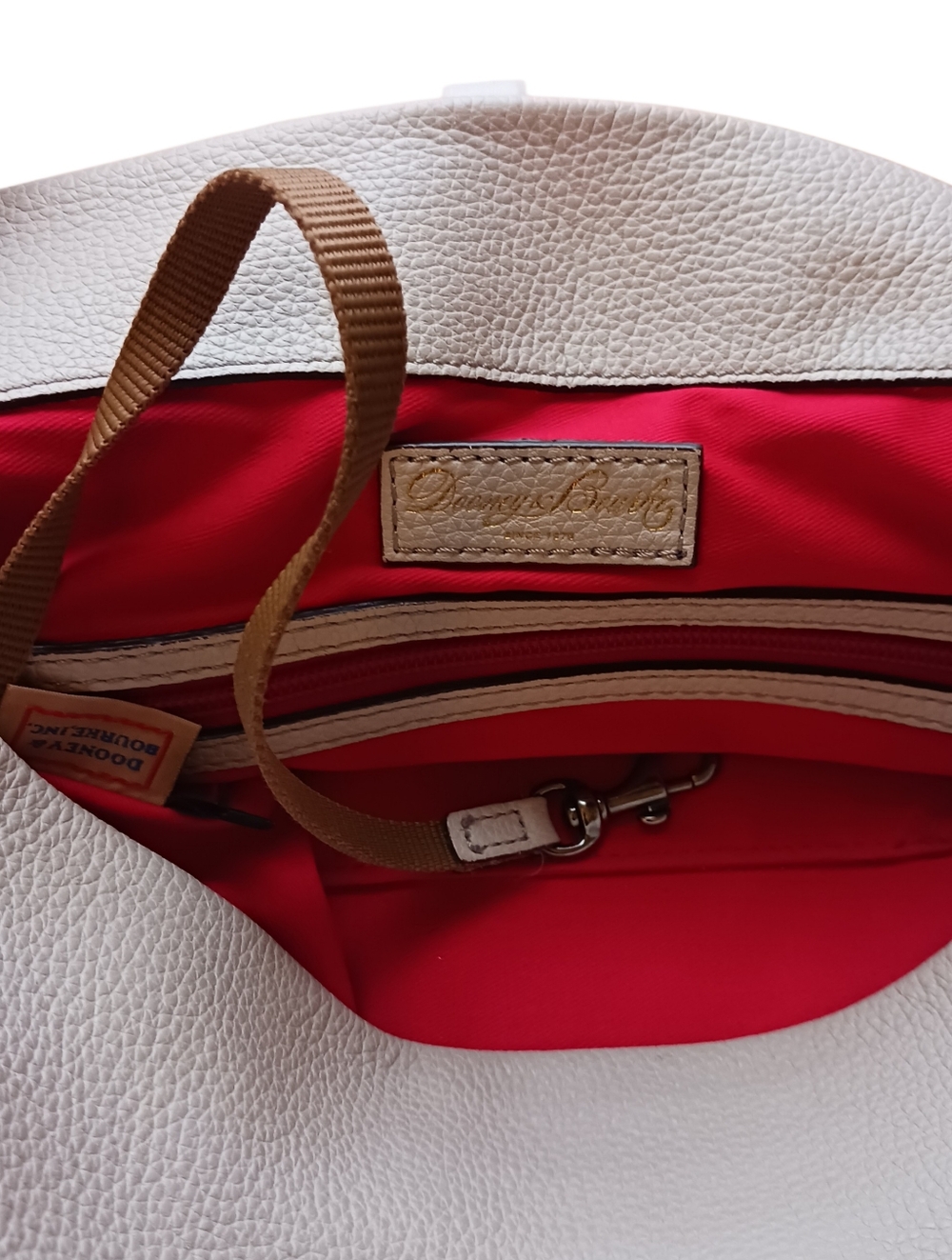 Dooney & Bourke Hobo Bag-Cream Belvedere Logo Lock 11.5x12x5 -EUC $398 Retail - Picture 9 of 15